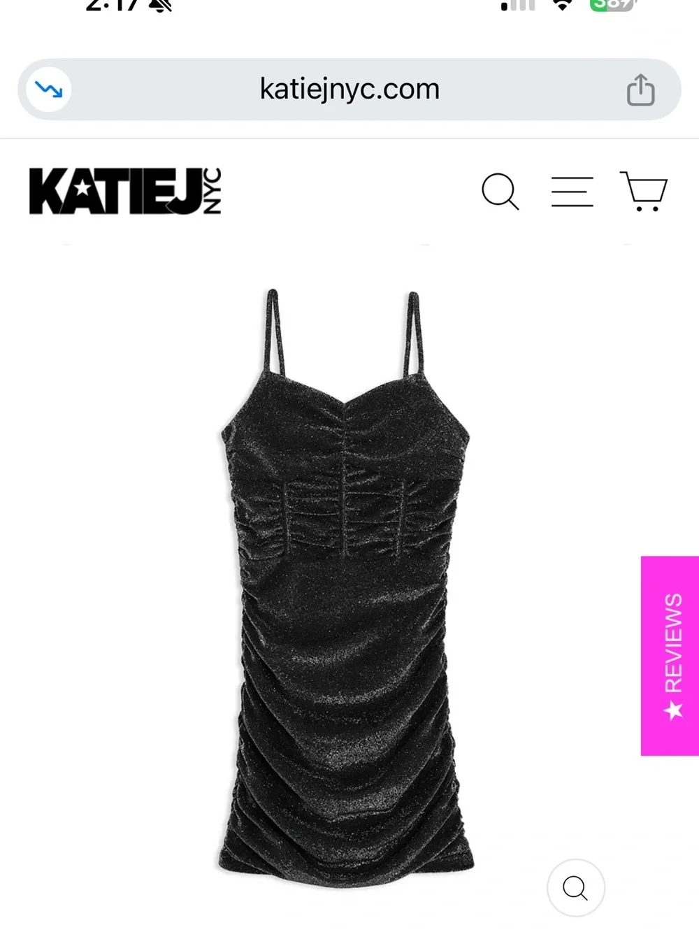 NWT! Katie J NYC Black Sparkle Ruched Mesh Slip Dress